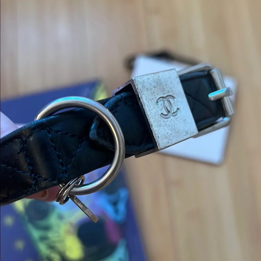 Chanel Black Leather Dog Collar with Chanel Hardware Logo - Picture 7 of 7